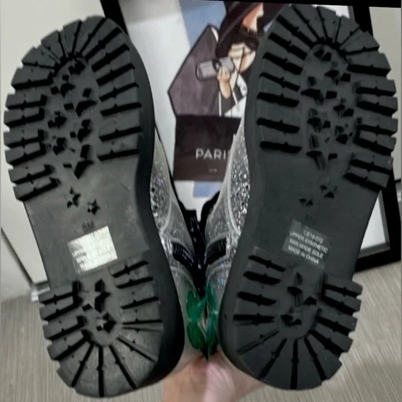 Dolls Kill Club EXX 3D butterfly Terrarium combat boots silver glitter size 5 - Picture 11 of 12